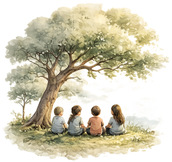 Dibujo arbol y niños B
